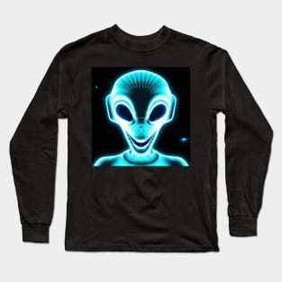 Neon Blue Alien Long Sleeve T-Shirt